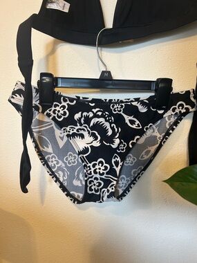 Floral Black and White Bikini Bottom